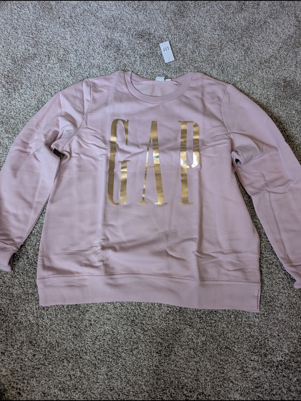 NWT GAP Women's Metallic Logo Crewneck Sweater - Blush Pink M